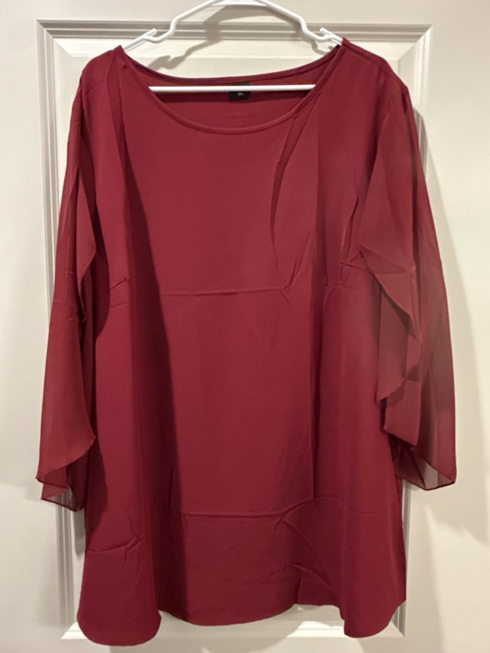 Women's Chiffon Overlay Blouse in Burgundy